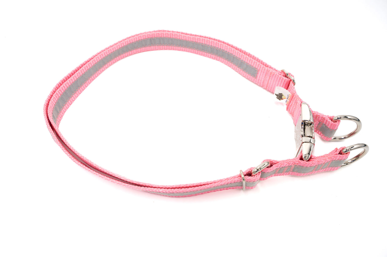 Reflective Light Pink | Double-D-ring Side Release Collar | XXL 26"-46" in 1" wide
