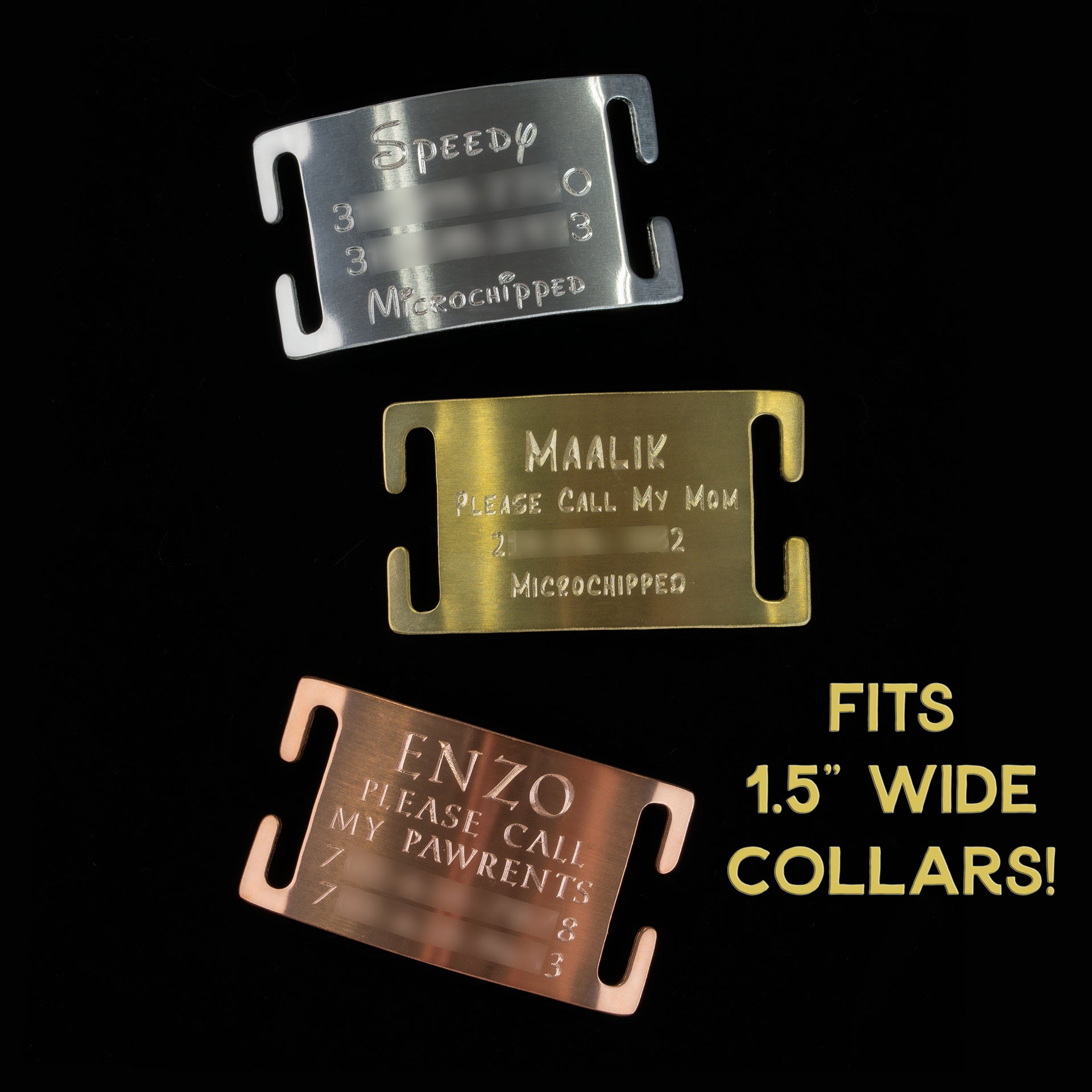 Dog Collar Tags, Slide-on Collar Tag in Brass