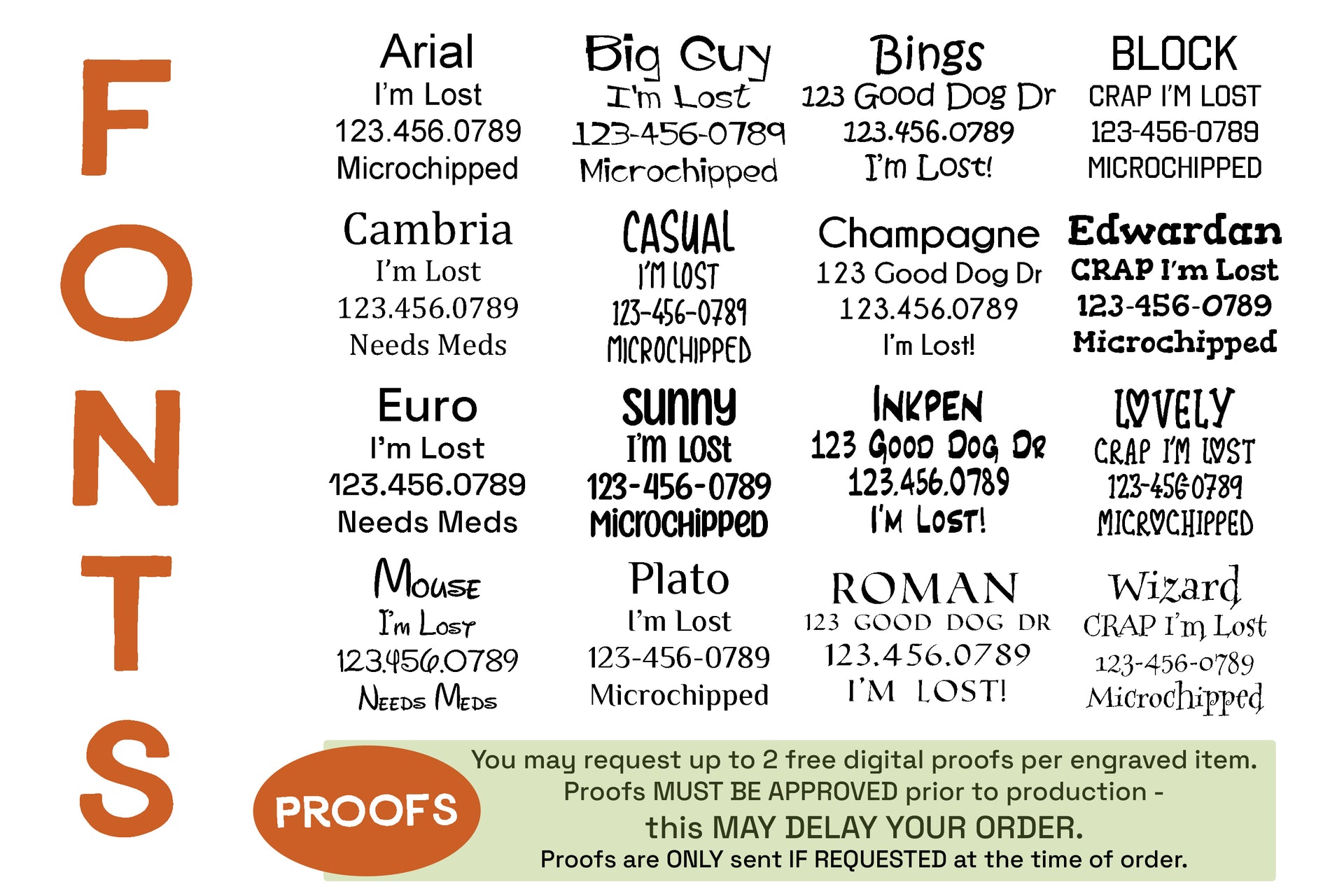 various font styles and text examples