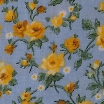 Yellow blooms on blue adjustable dog collar, small