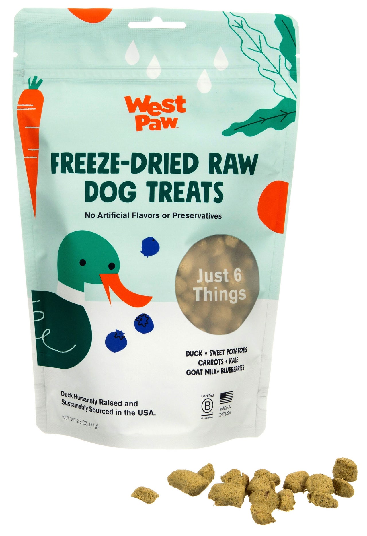 Duck with Superfood dog treats - Freeze dried, made in the USA | by WestPaw