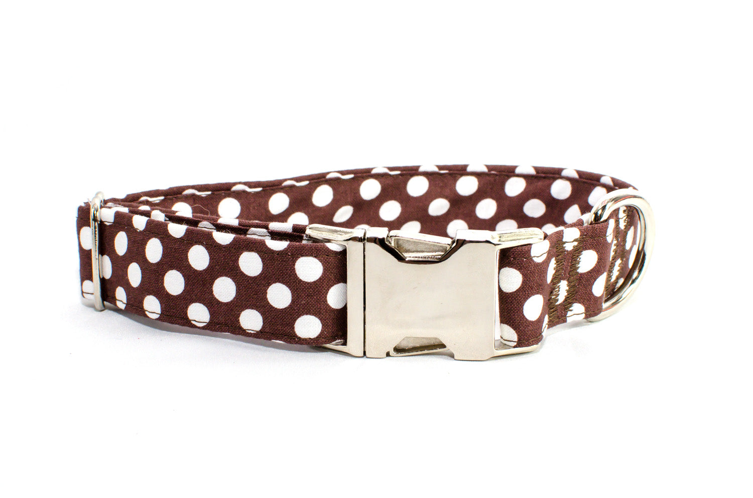 Brown with White Polka Dots Adjustable Dog Collar - Fox Valley Pet Wear