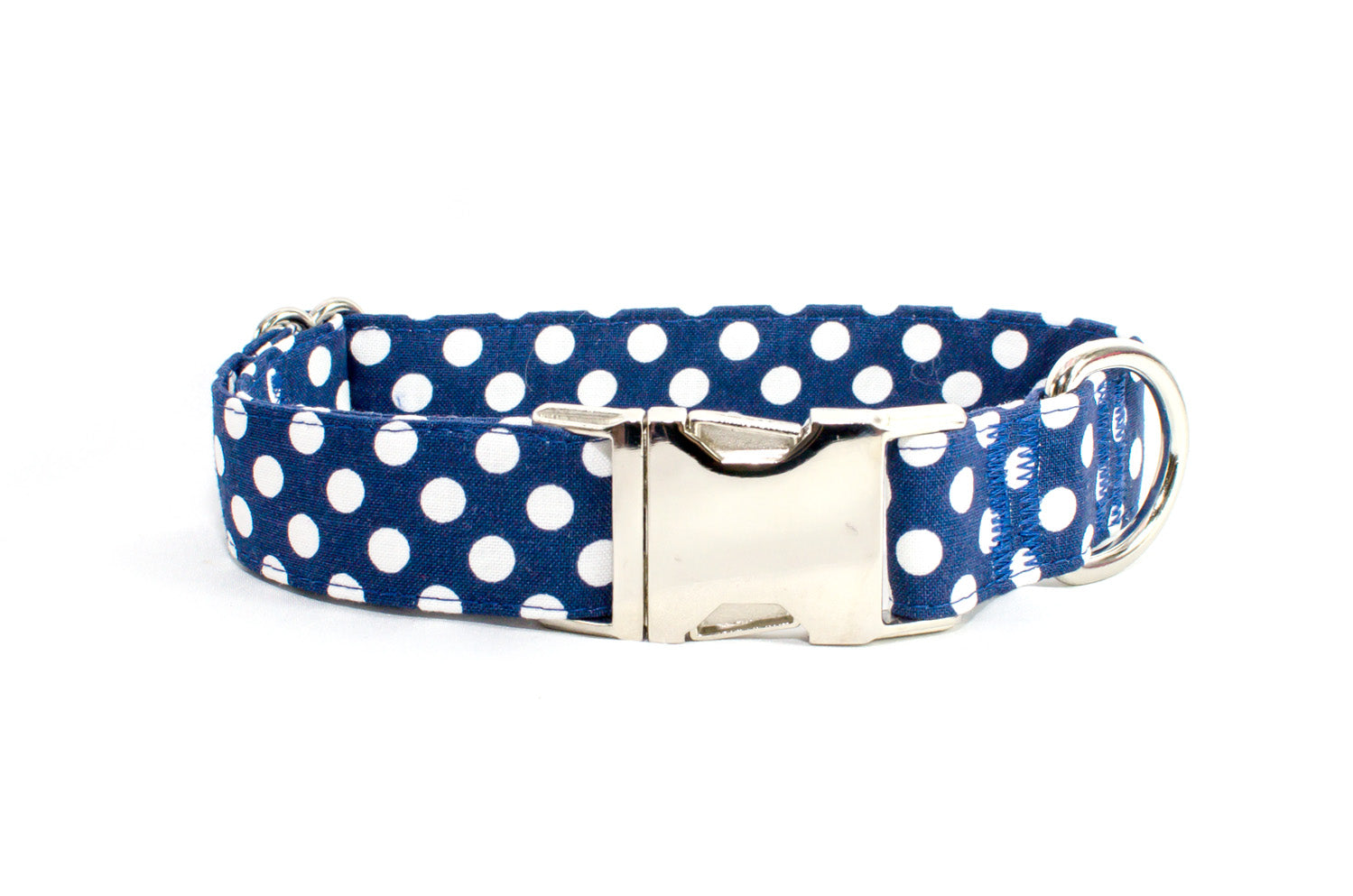 Navy blue with White Polka Dots Adjustable Dog Collar - Fox Valley Pet Wear