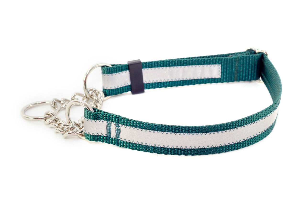Chain (Half-Check) Martingale Dog Collar  | Solid or Reflective | 4 widths! - Fox Valley Pet Wear