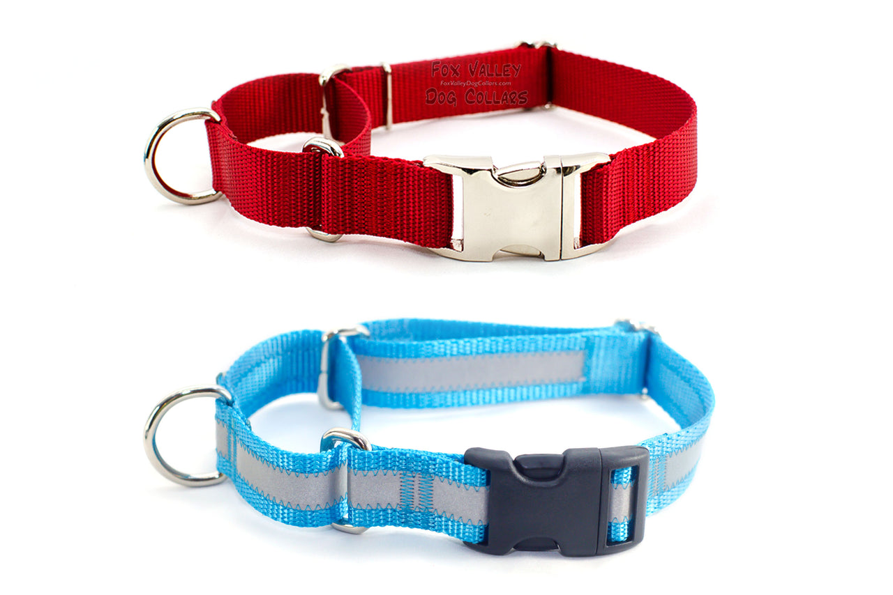 Quick Release Martingale Dog Collar | Solid or Reflective | 4 widths! - Fox Valley Pet Wear