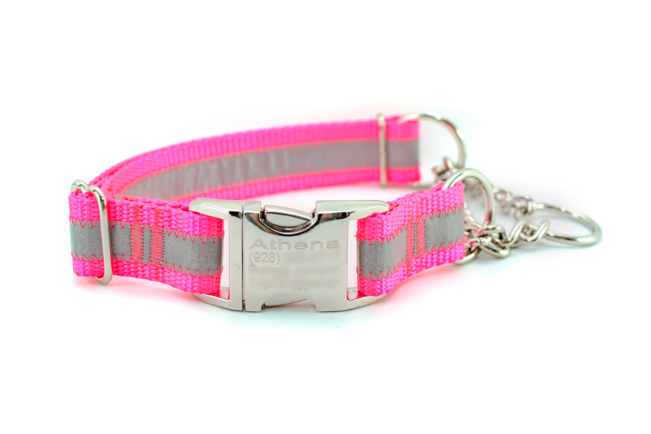 Quick Release Chain Martingale Dog Collar | Solid or Reflective | 4 widths! - Fox Valley Pet Wear