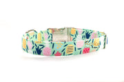 LAST ONE - Tropical Pineapples on Mint Adjustable Dog Collar - large - Fox Valley Pet Wear