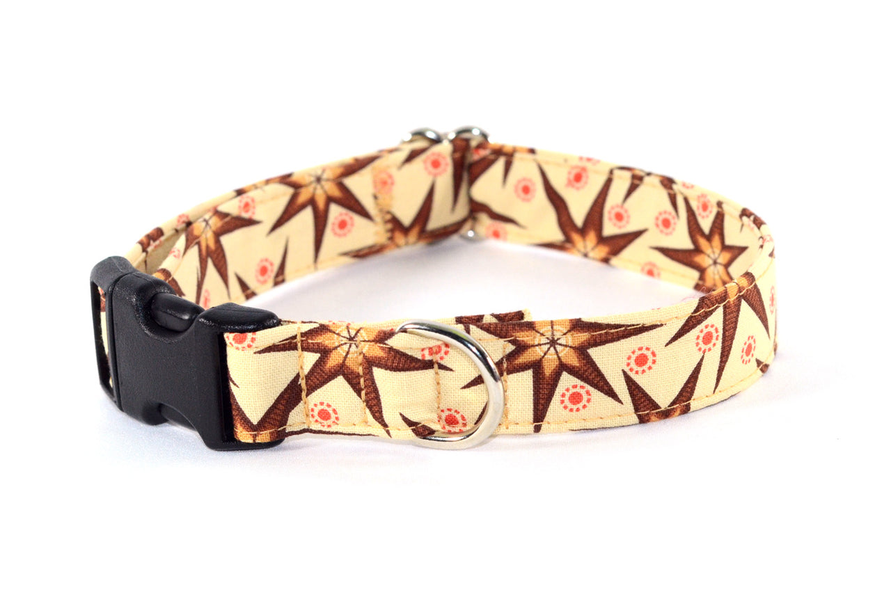 Holiday Stars on Eggnog Adjustable Dog Collar - Fox Valley Pet Wear