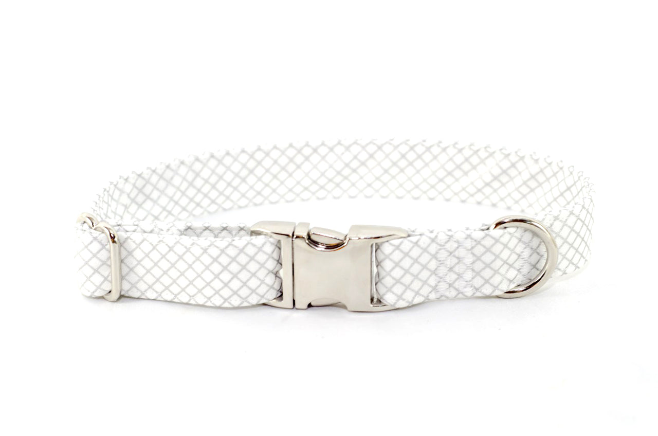 Silver Metallic CrissCross Adjustable Dog Collar - Fox Valley Pet Wear