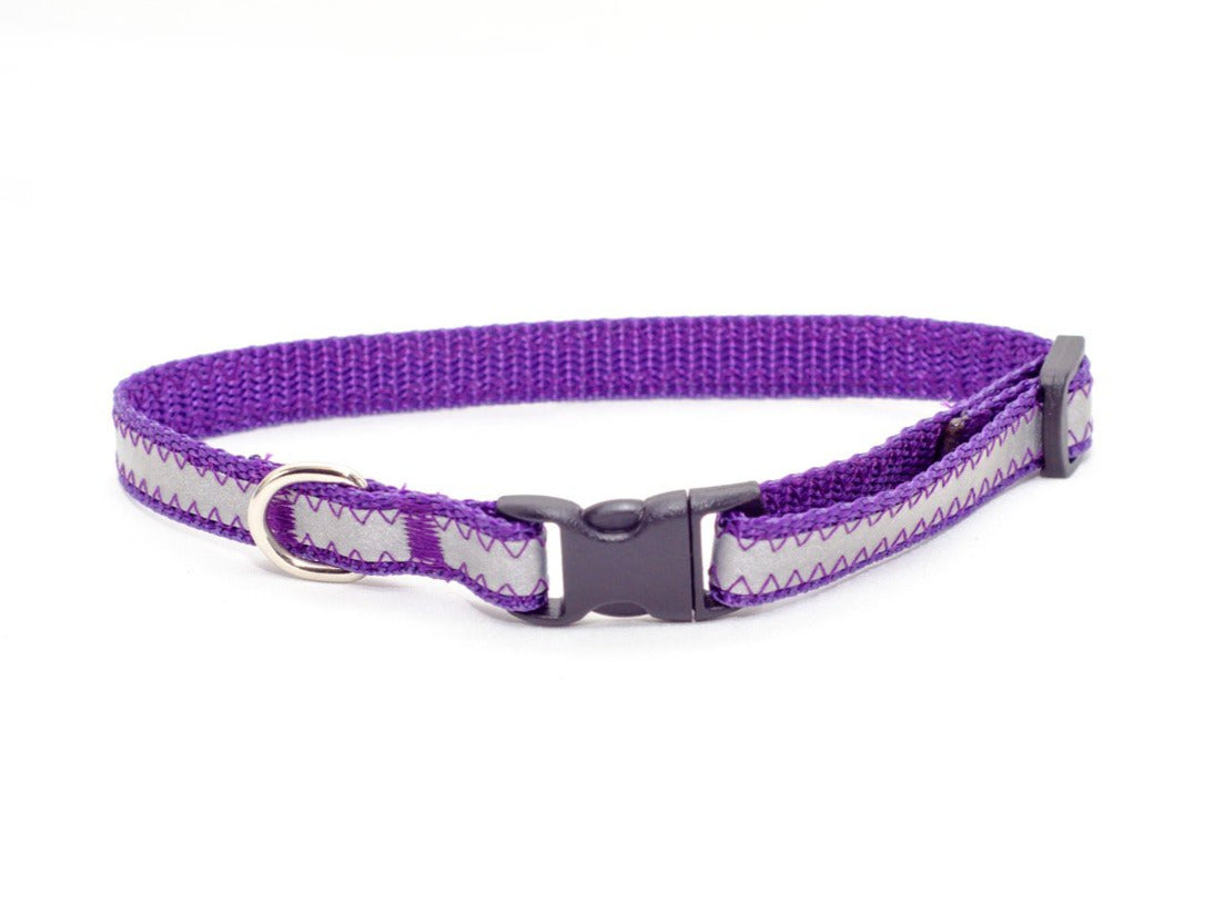 3/8" purple reflective tiny dog collar - Fox Valley Dog Collars
