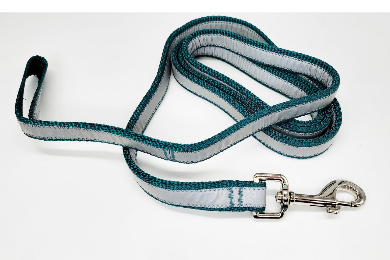 6ft Reflective2-Ply Teal Leash | 3/4" wide