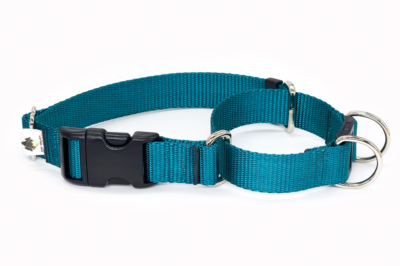 Semi-BREAKAWAY Reflective Quick Release Martingale Dog Collar | Solid or Reflective | 20 colors
