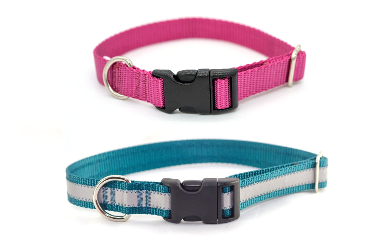 Flat Buckle / Adjustable Side Release Collar | Solid or Reflective | 4 widths! - Fox Valley Pet Wear