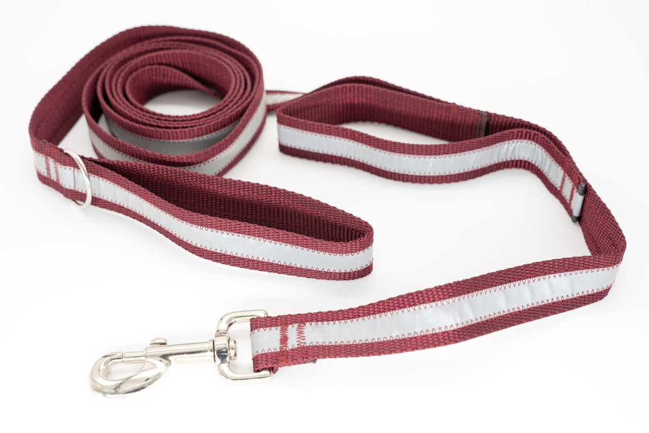 8ft Reflective Burgundy (retired color) Leash with Traffic Handle & D-ring