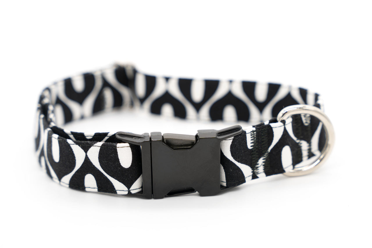 Retro Monochrome adjustable dog collar, 1" Large
