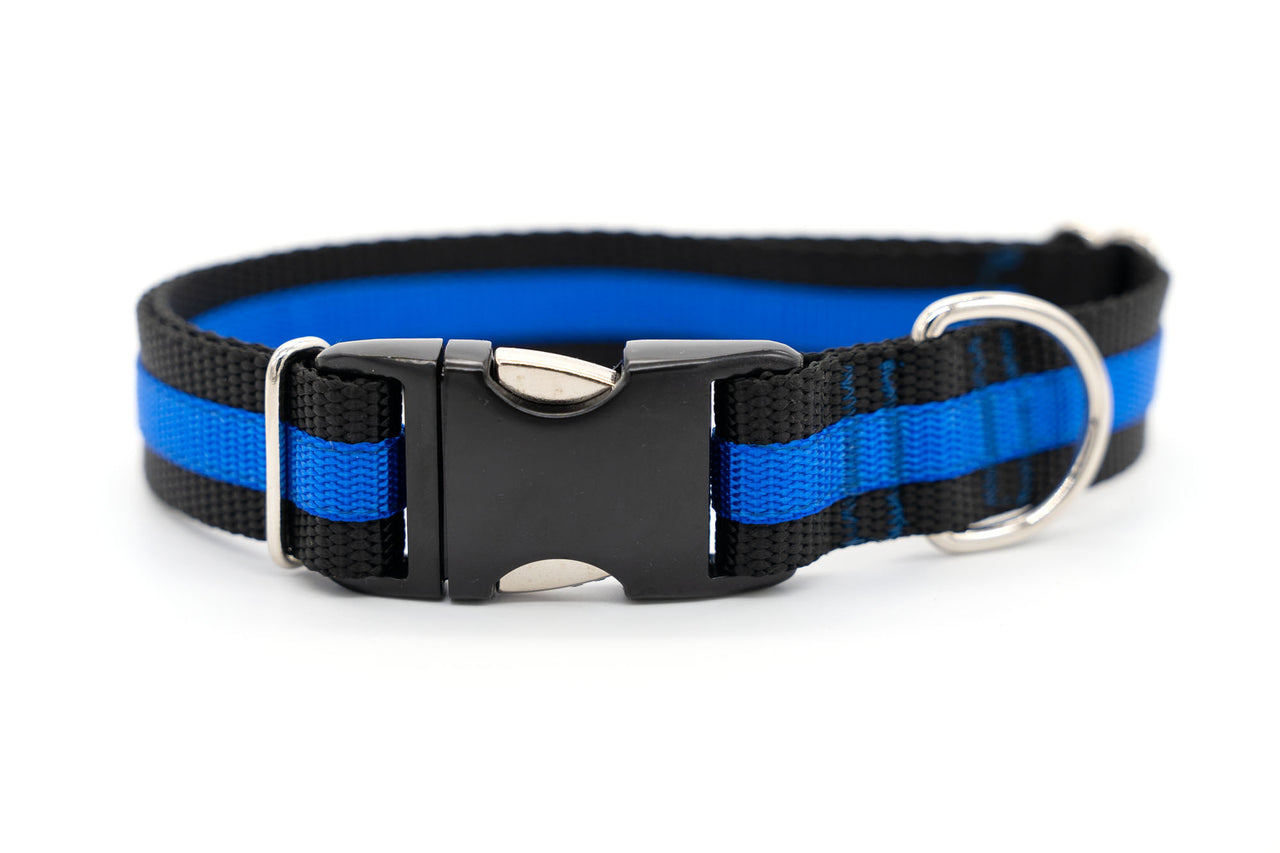 Thin Blue Line adjustable dog collar, large