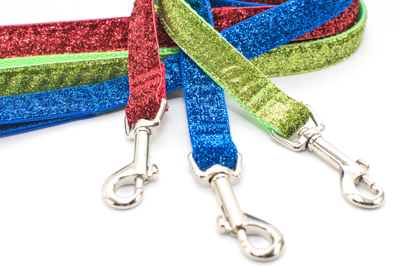 Sparkle & Bling Leashes - 3/4" wide, any length, 14 colors - Fox Valley Dog Collars