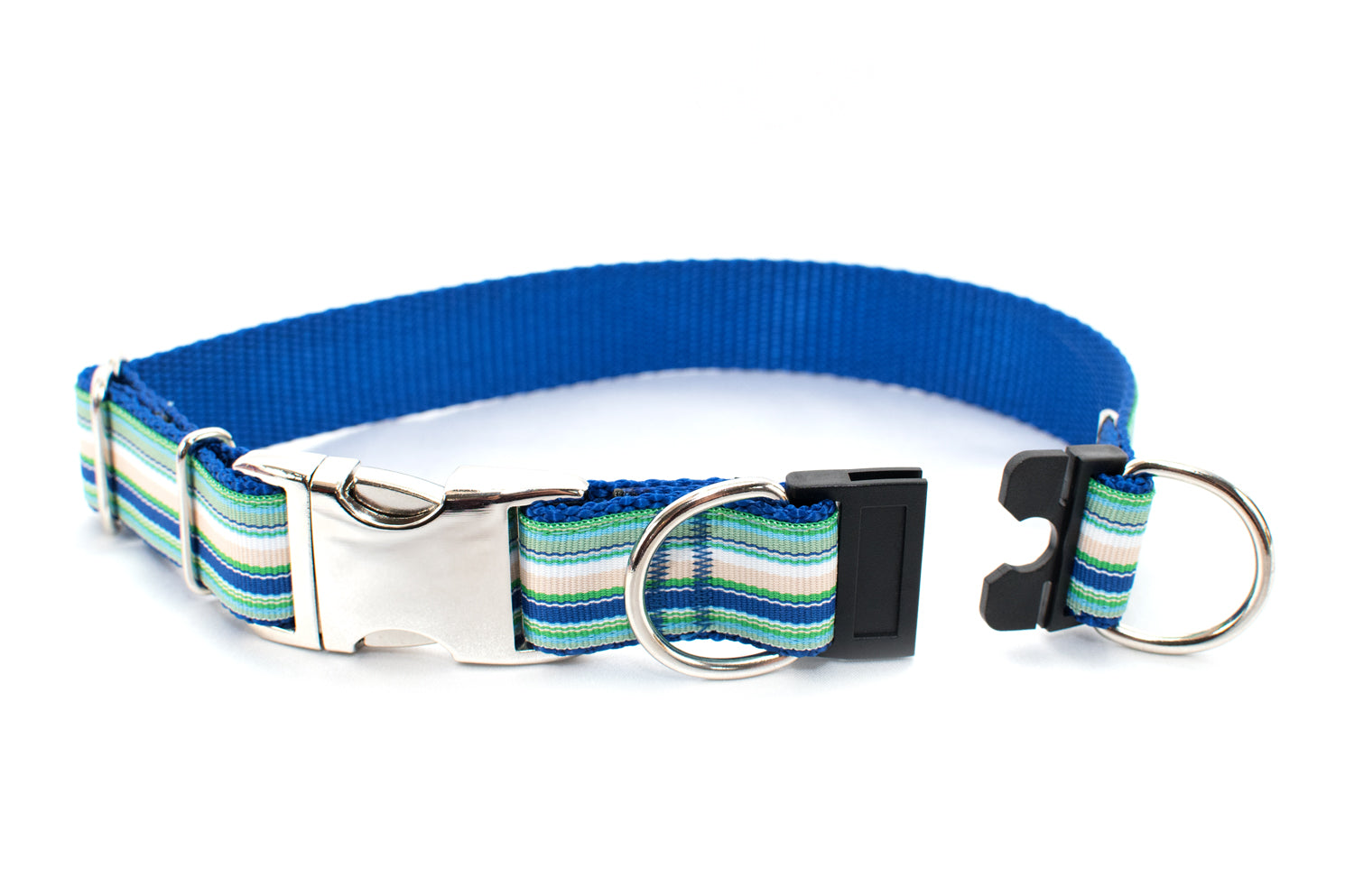 Coastal Pet Metal Buckle Nylon Adjustable Personalized Dog Collar in Light Blue, 5/8 Width