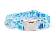 Blue Bouquets adjustable dog collar, medium - Fox Valley Dog Collars