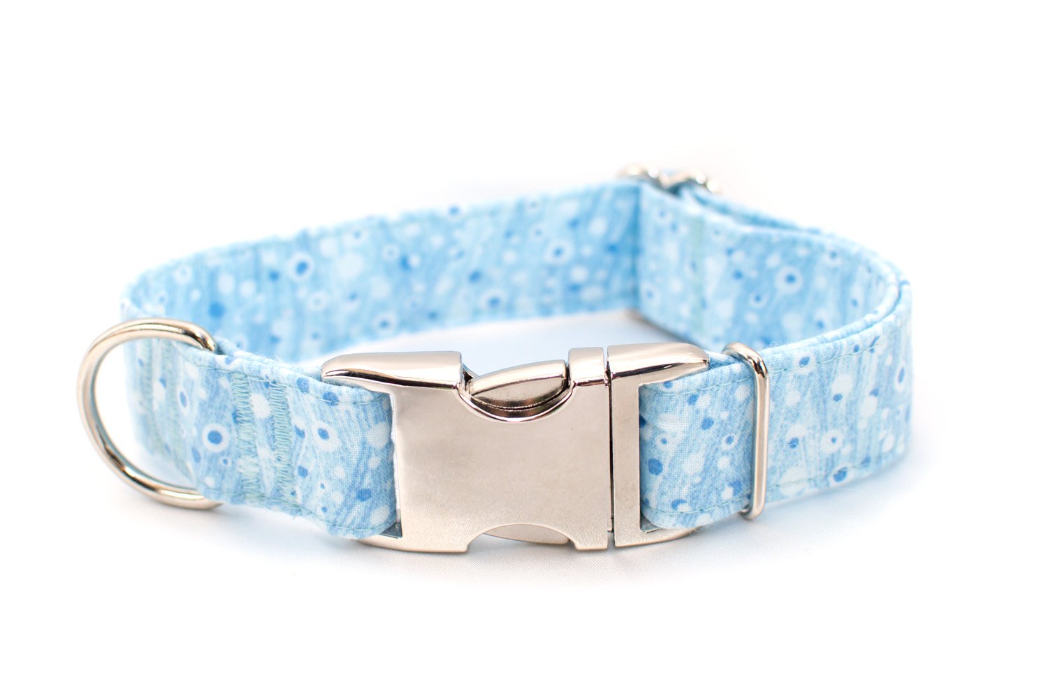 Blue Bubbles adjustable dog collar, medium - Fox Valley Dog Collars