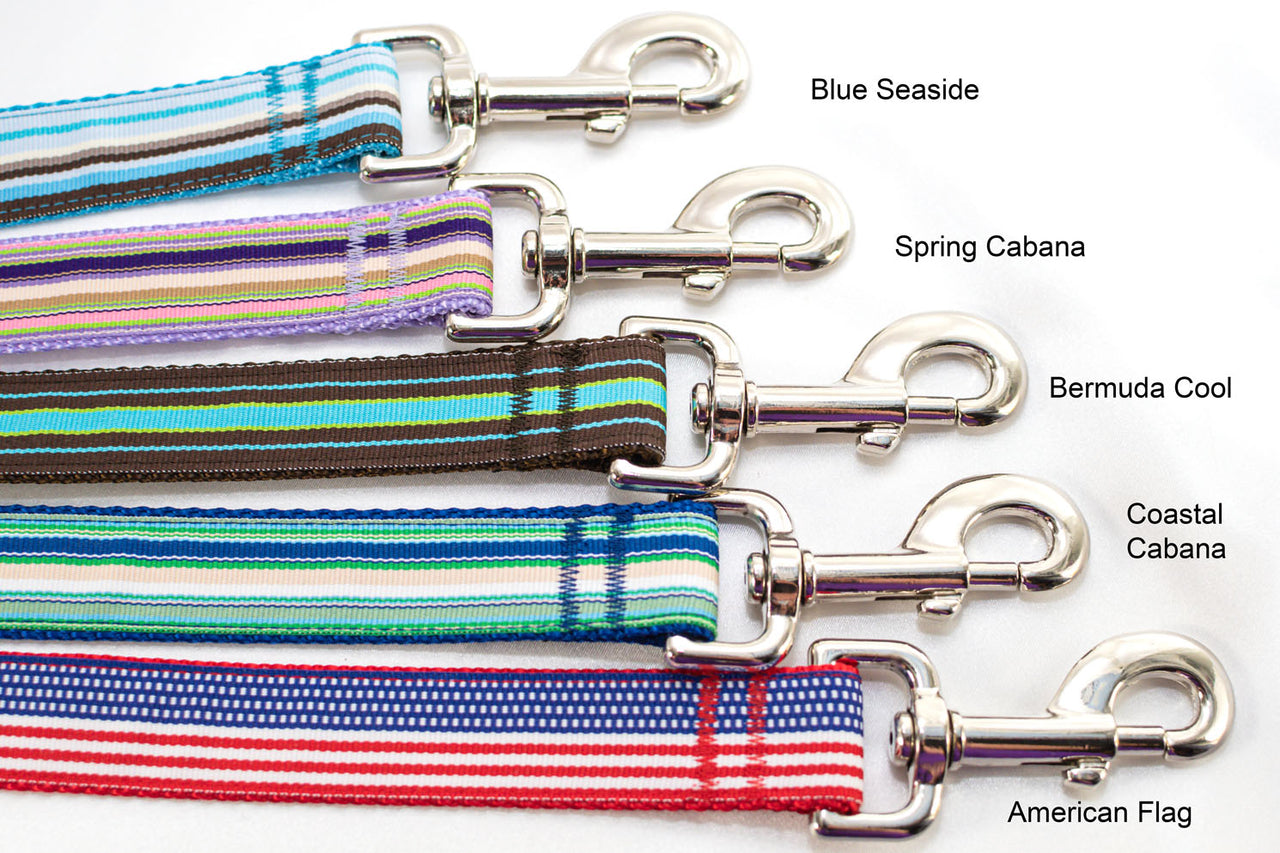 Preppy Striped 1" Leashes - Fox Valley Dog Collars