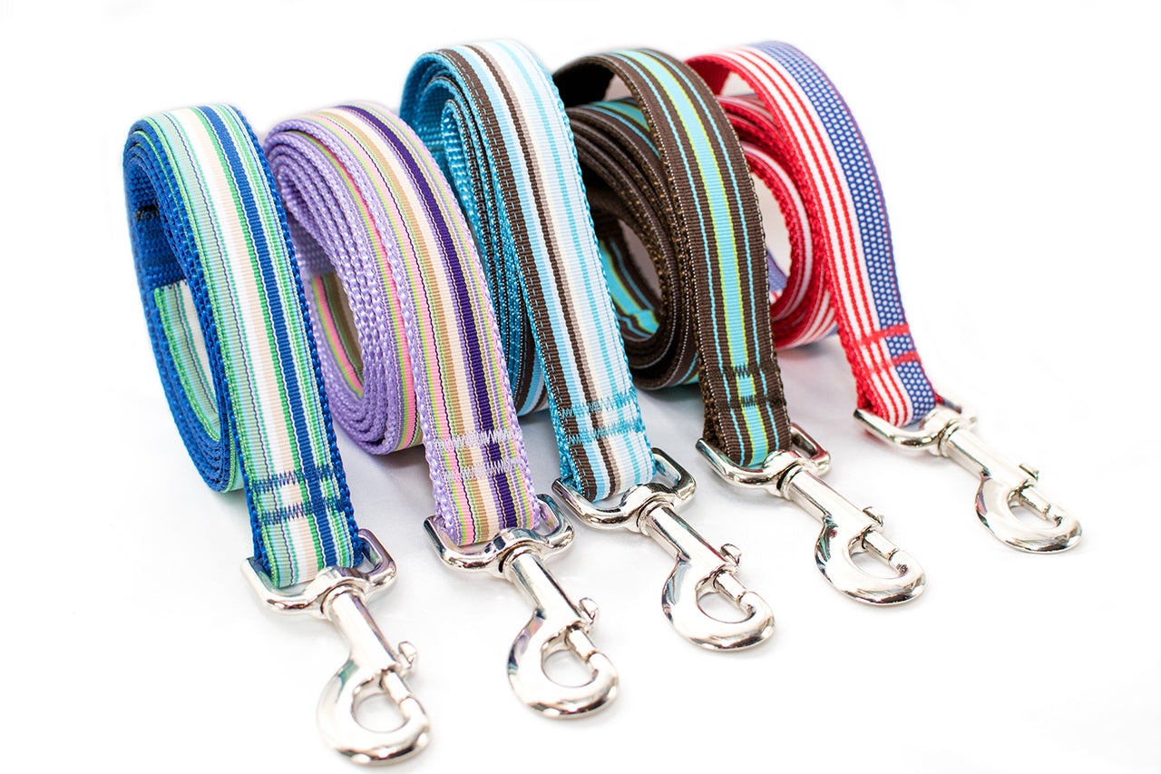 Preppy Striped 1" Leashes - Fox Valley Dog Collars