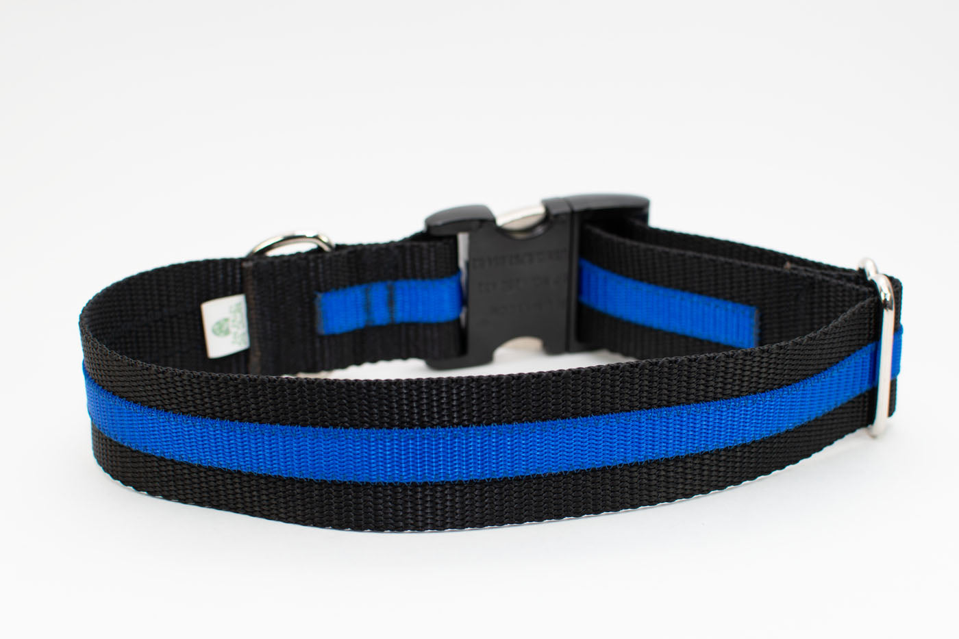 Thin Blue Line Dog Collar - flat buckle, martingale, breakaway - Fox Valley Dog Collars