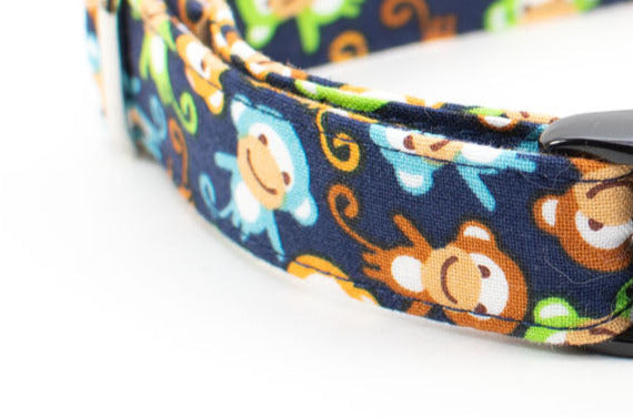 Monkey Business adjustable dog collar, small or medium - Fox Valley Dog Collars