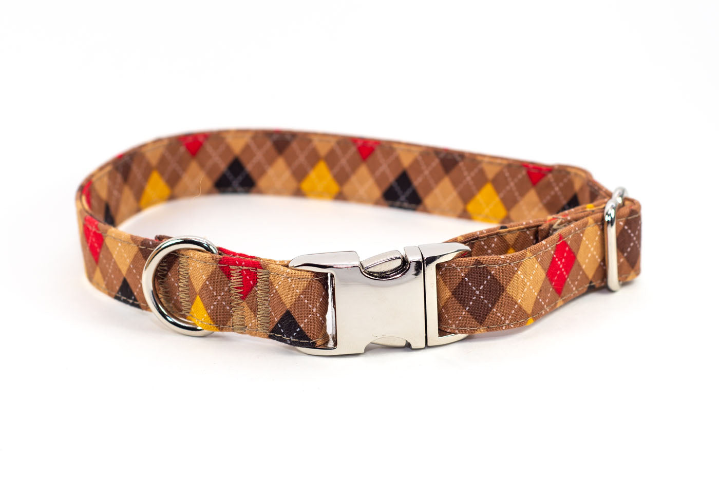 Autumn Argyle adjustable dog collar, medium - Fox Valley Pet Wear