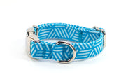 3D Geometric Blue adjustable dog collar, extra small - Fox Valley Pet Wear