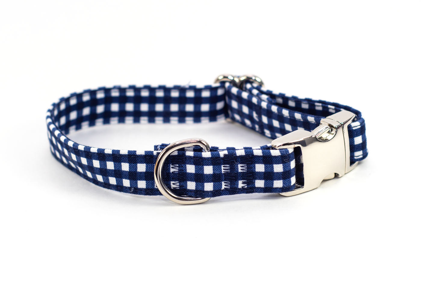 Navy Gingham adjustable dog collar, small - Fox Valley Dog Collars