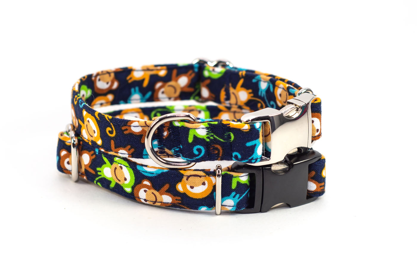 Monkey Business adjustable dog collar, small or medium - Fox Valley Dog Collars