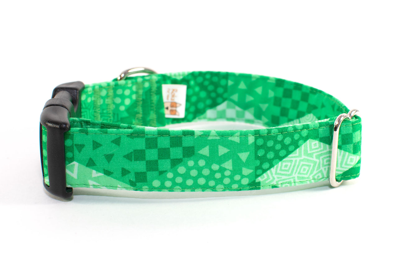 Kelly Green Geometric Adjustable Dog Collar - Fox Valley Pet Wear