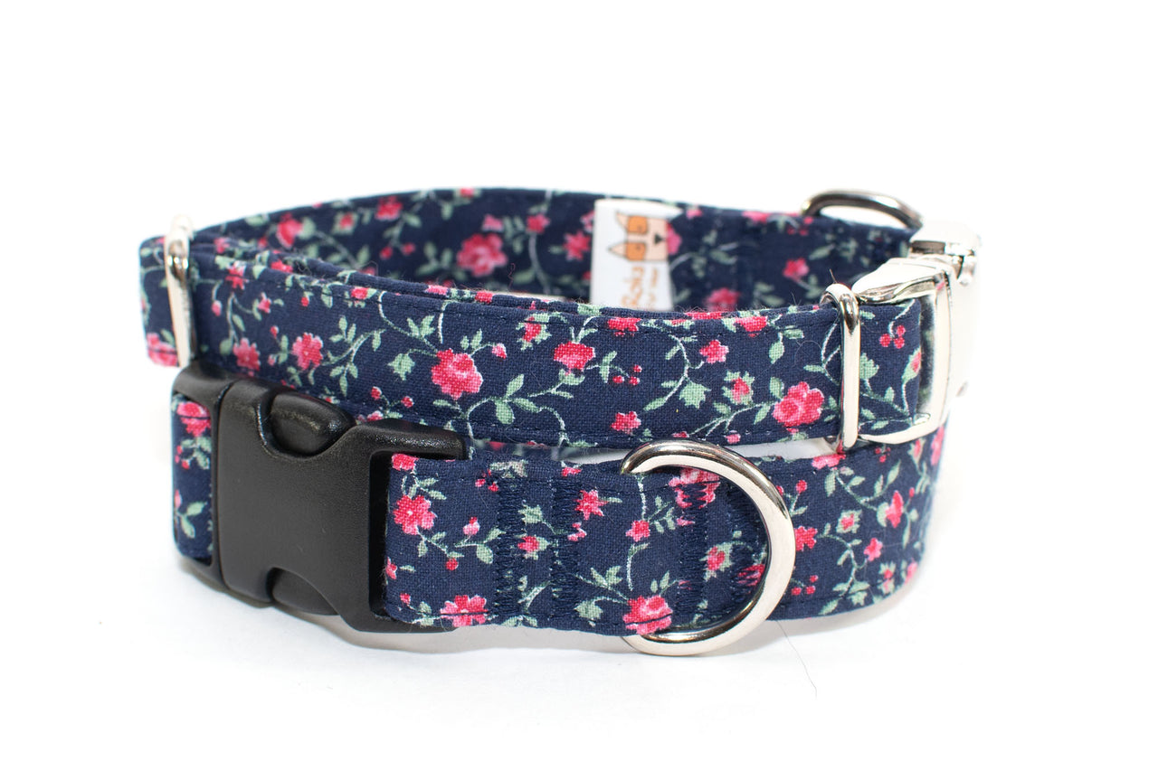 Rosebud Adjustable Dog Collar - small & medium only - Fox Valley Pet Wear