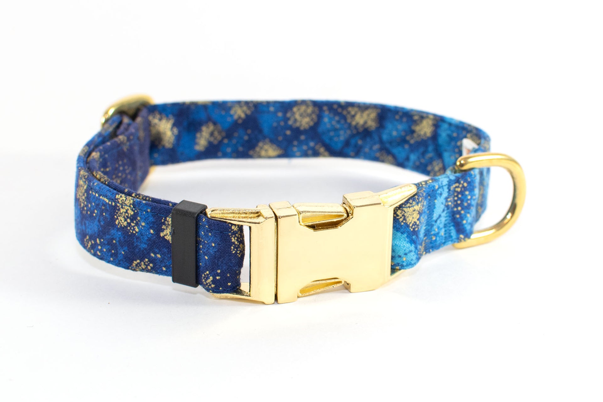 Blue Metallic Gradient with Brass hardware adjustable dog collar, medium - Fox Valley Dog Collars