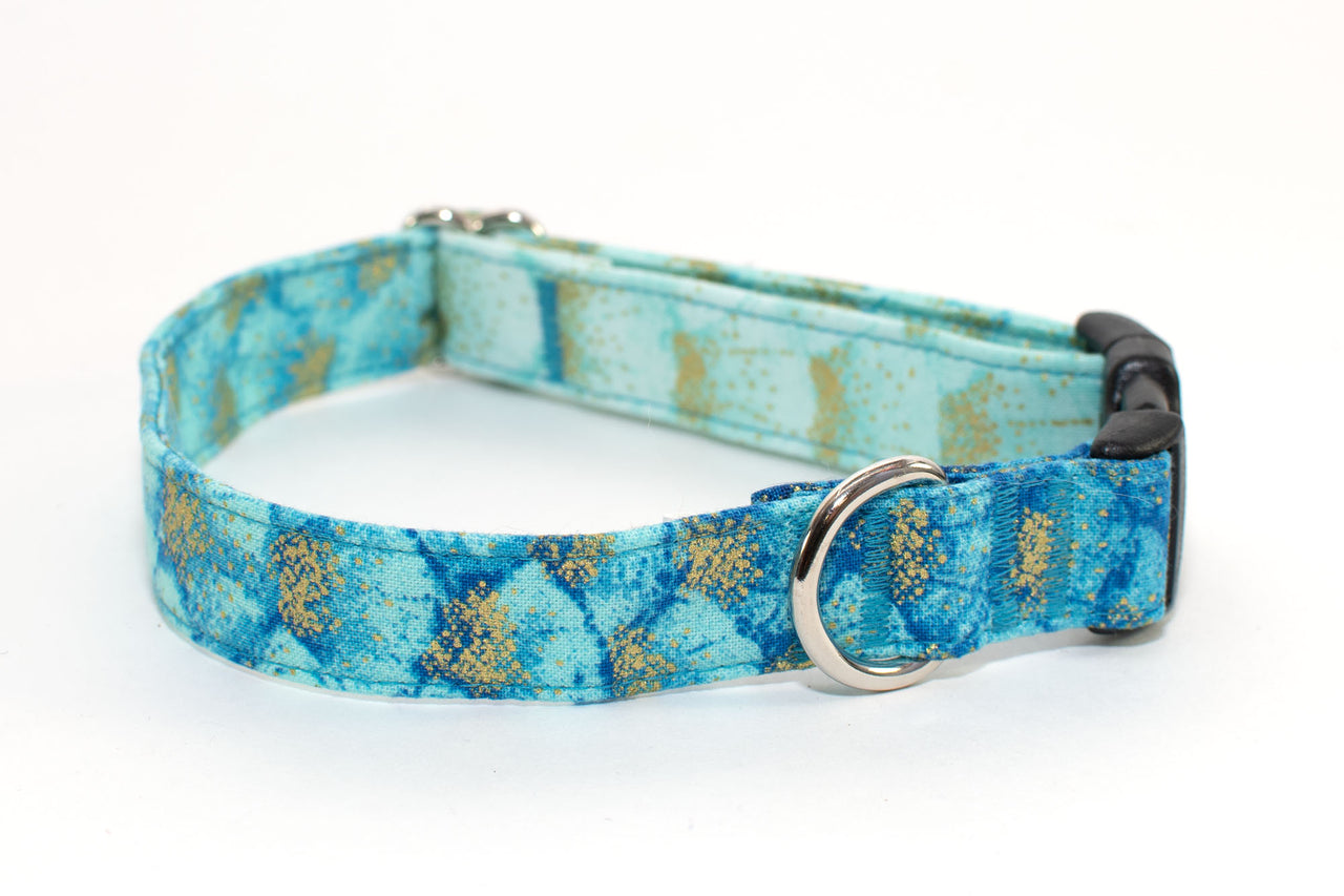 Blue Metallic Gradient adjustable dog collar, medium - Fox Valley Dog Collars