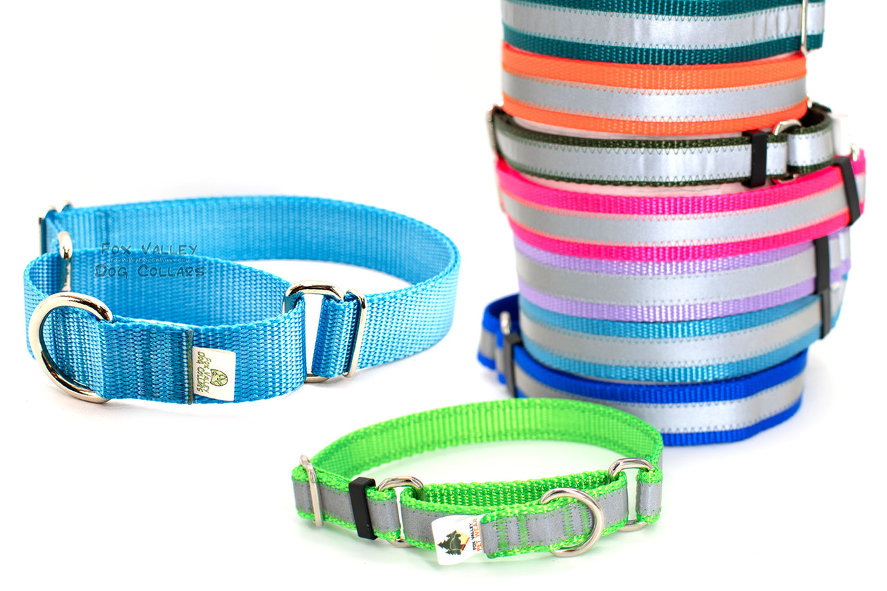 Martingale Dog Collar | Solid or Reflective | 4 widths! - Fox Valley Pet Wear