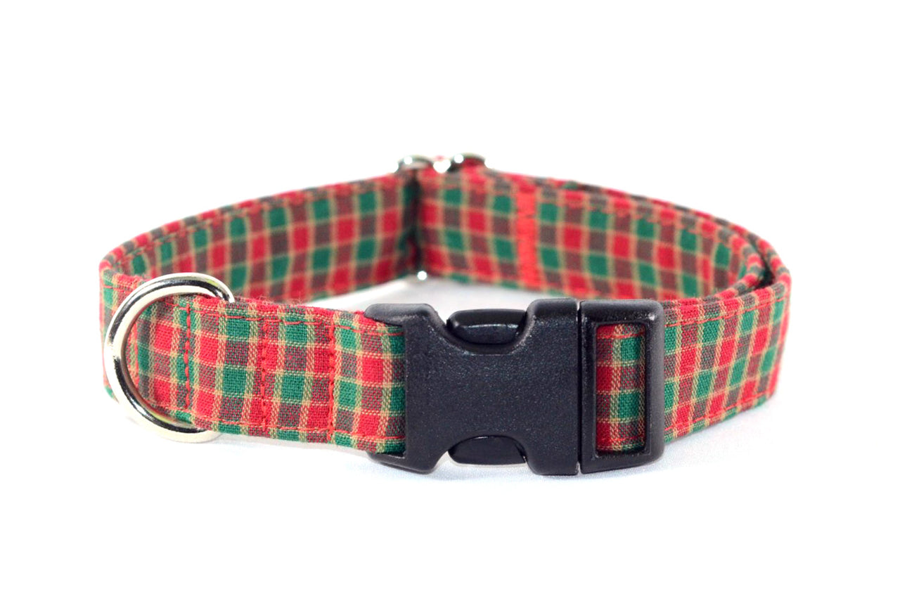 Christmas Gingham Adjustable Dog Collar - Fox Valley Pet Wear
