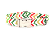 Red, Green, & Gold Christmas Chevron Adjustable Dog Collar - Fox Valley Pet Wear
