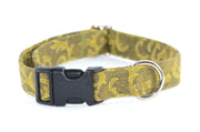 Chartreuse & Olive Green Leafy Scrolls Adjustable Dog Collar - Fox Valley Pet Wear