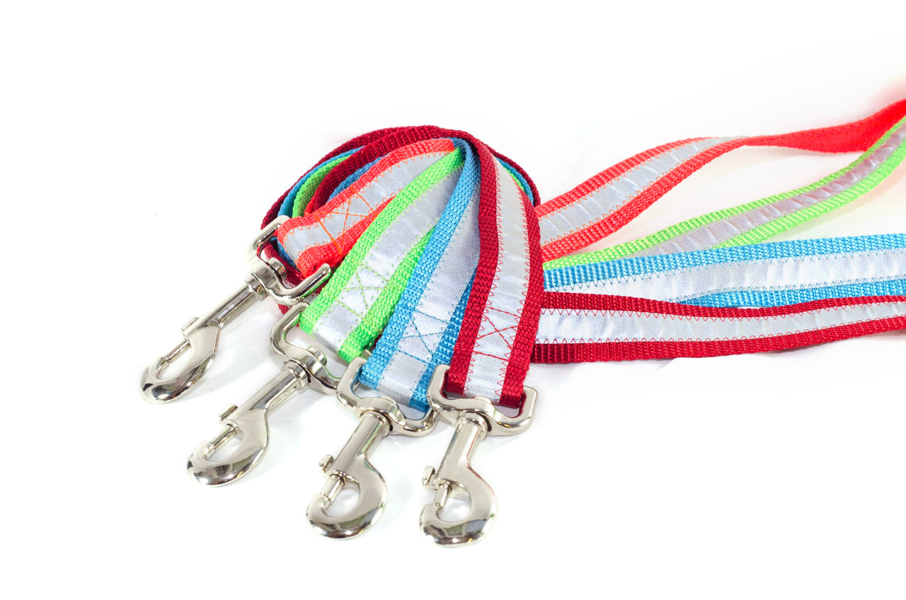 Reflective OR Solid Leashes - heavy duty webbing - made in the USA! - Fox Valley Pet Wear